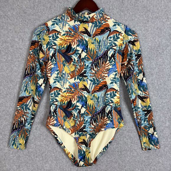 Patagonia Jurassic Fern Long Sleeved Swell Seeker One Piece Swimsuit Size Medium - Picture 1 of 11